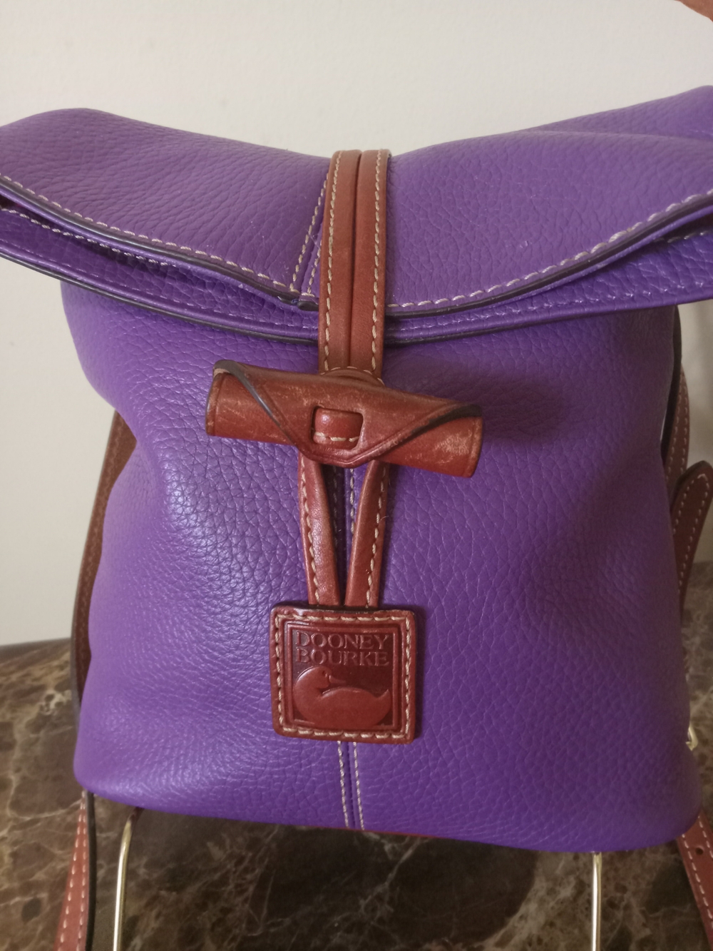 Dooney & Bourke Purple Pebbled Leather Crossbody Bag EUC - Picture 9 of 16